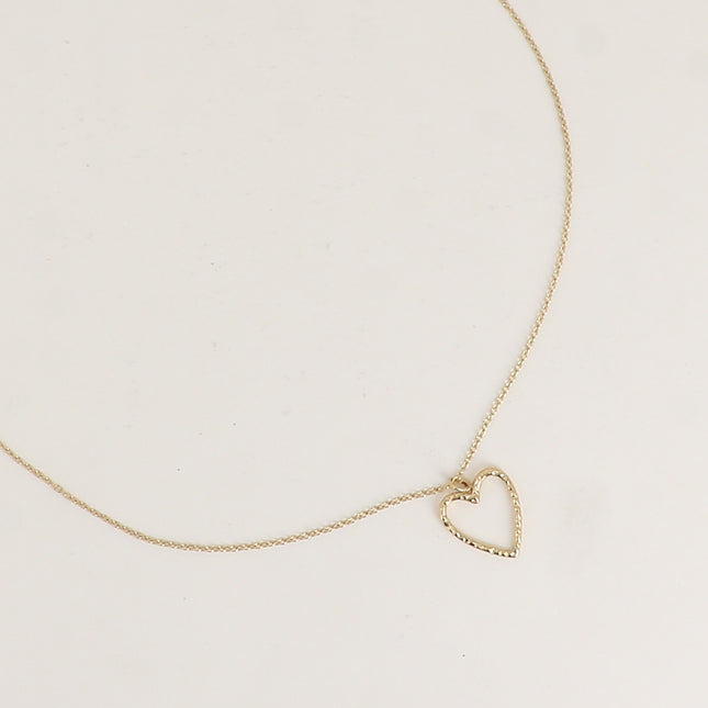Necklace - hammered openwork heart pendant