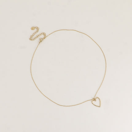 Necklace - hammered openwork heart pendant