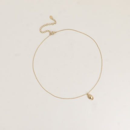 Necklace - oval pendant with heart and striated line pattern