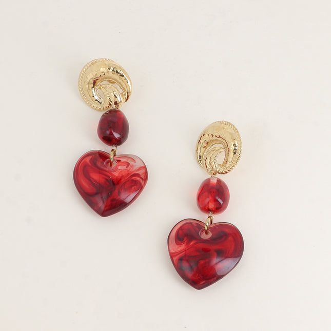 Boucles pendantes - noeud, boule et coeur en résine