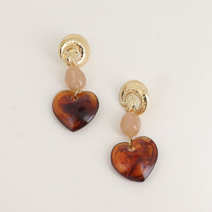Boucles pendantes - noeud, boule et coeur en résine
