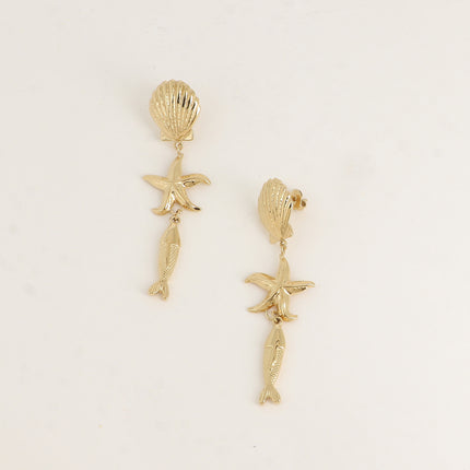 Mare Dangle Earrings - 3 pieces (shell, starfish, and fish)