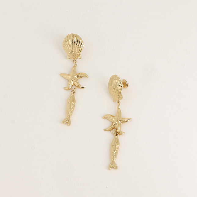 Mare Dangle Earrings - 3 pieces (shell, starfish, and fish)
