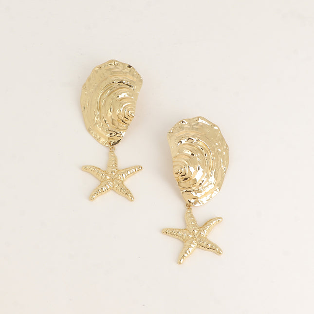 Boucles pendantes - 2 pièces (coquillage, étoile de mer)
