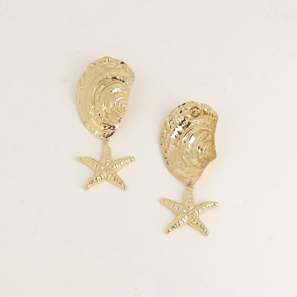 Boucles pendantes - 2 pièces (coquillage, étoile de mer)