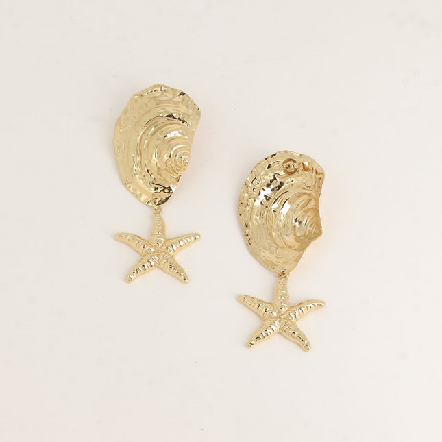 Boucles pendantes - 2 pièces (coquillage, étoile de mer)