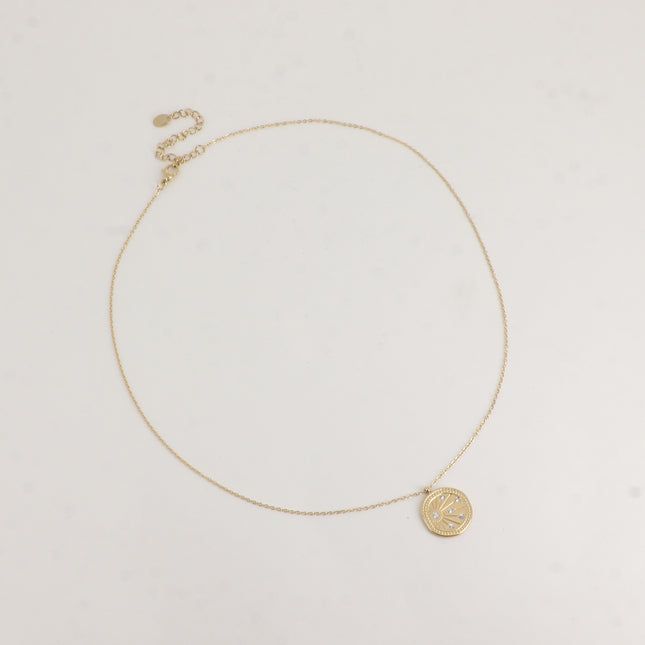 Collier - pendentif rond, ciel étoilé gravé et oxydes de zirconium