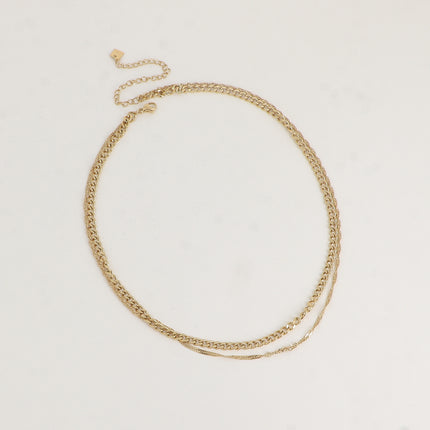Collier - 2 rangs, maille torsadée et gourmette