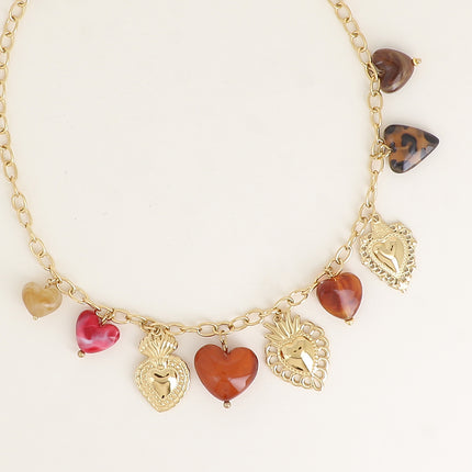 Collier - breloques coeurs de toutes compositions (résine, léopard)