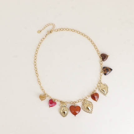 Collier - breloques coeurs de toutes compositions (résine, léopard)