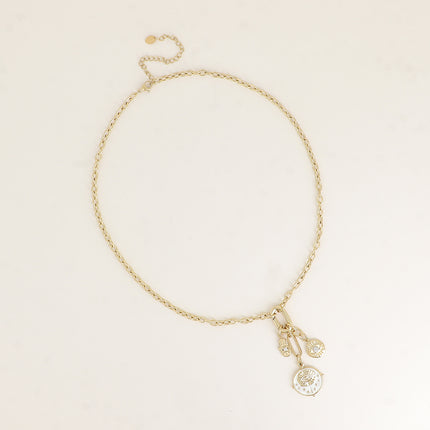 Collier - anneau mousqueton et 3 pendentifs oeil