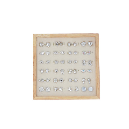 Kit de 24 paires de boucles puces - doré blanc - prix moyen de 4,60€/pr - présentoir offert