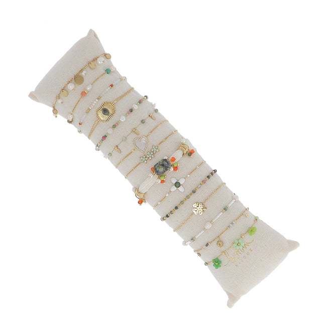 Kit de 15 bracelets - doré vert - prix moyen de 5€/pr - présentoir offert