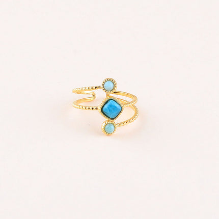 Bague - 3 anneaux et 3 pierres naturelles