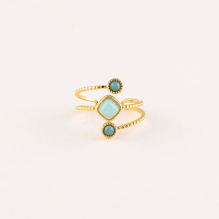 Bague - 3 anneaux et 3 pierres naturelles