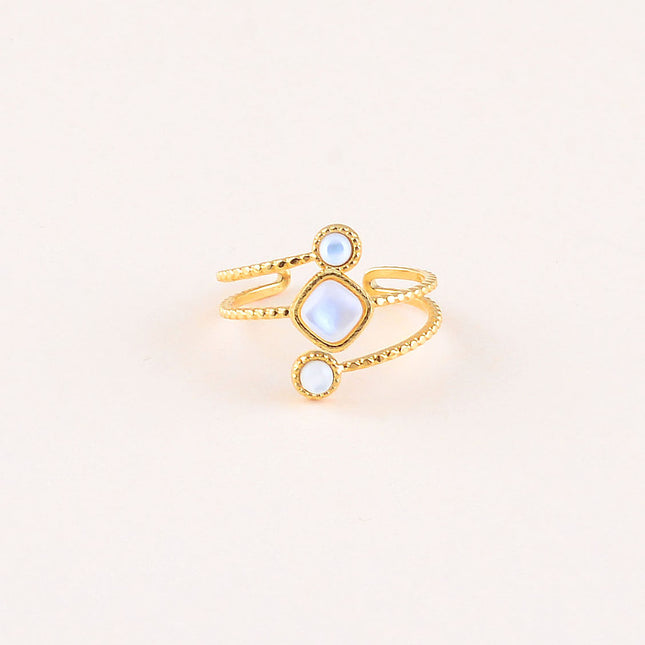 Bague - 3 anneaux et 3 pierres naturelles