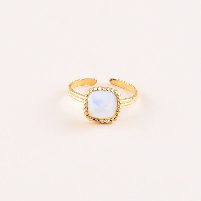 Bague - pierre naturelle carrée