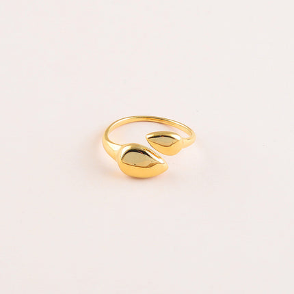 Bague ouverte - double feuillage