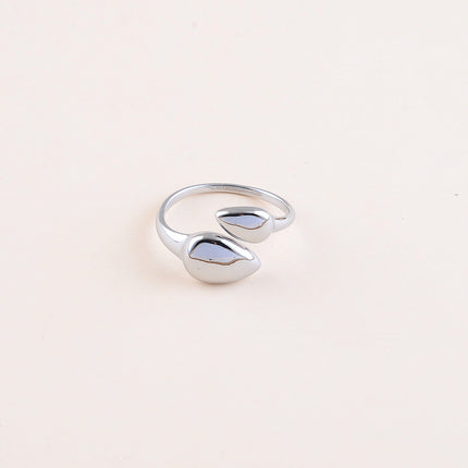 Bague ouverte - double feuillage
