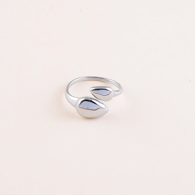 Bague ouverte - double feuillage