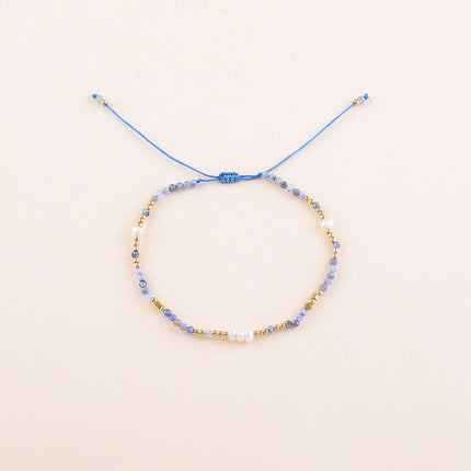 Bracelet sur cordon - perles en acier inoxydable et pierres naturelles