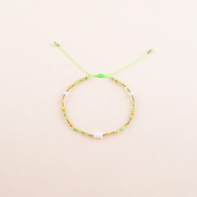 Bracelet sur cordon - perles en acier inoxydable et pierres naturelles