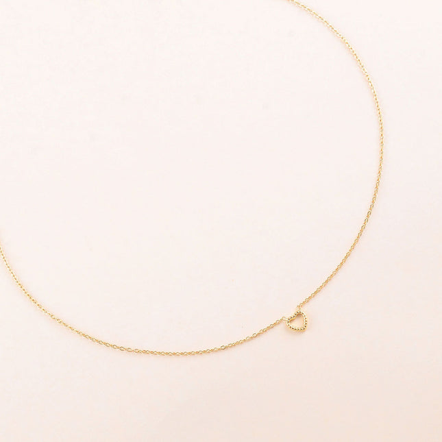 Collier - pendentif coeur strié et ajouré