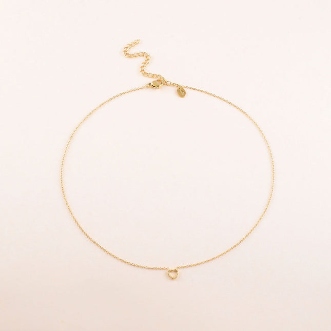 Collier - pendentif coeur strié et ajouré