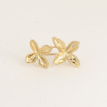 Bague ouverte - motif feuillage texturé