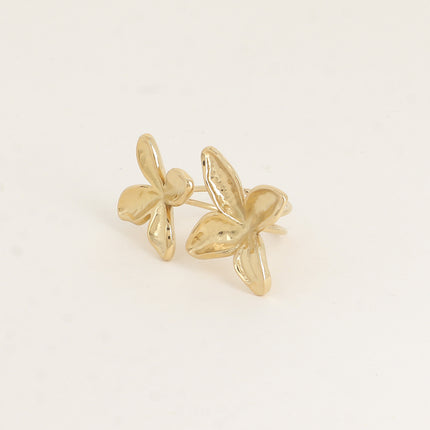 Bague ouverte - motif feuillage texturé