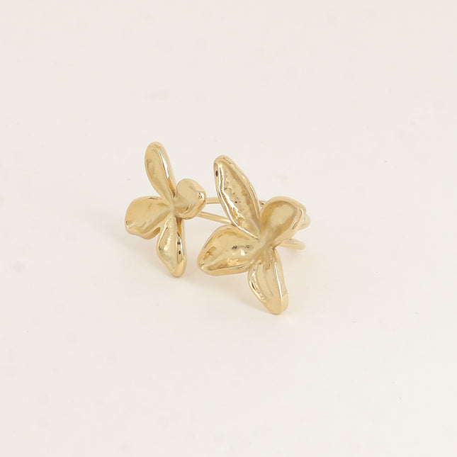 Bague ouverte - motif feuillage texturé