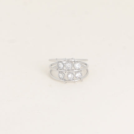 Bague - 3 anneaux et oxydes de zirconium ronds