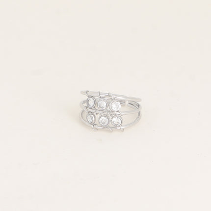 Bague - 3 anneaux et oxydes de zirconium ronds
