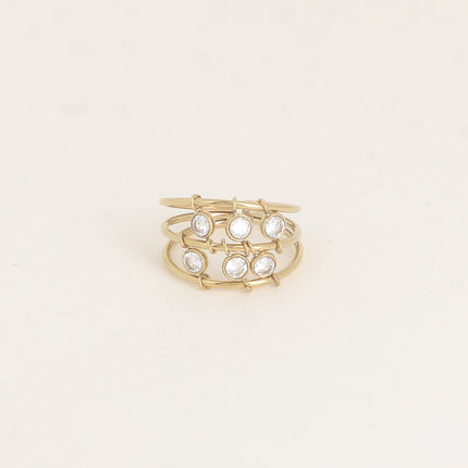 Bague - 3 anneaux et oxydes de zirconium ronds