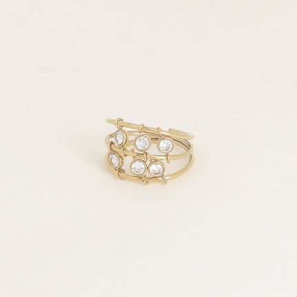 Bague - 3 anneaux et oxydes de zirconium ronds