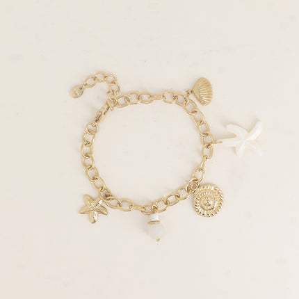 Bracelet - breloques (coquillages, étoiles de mer, pierres naturelles)