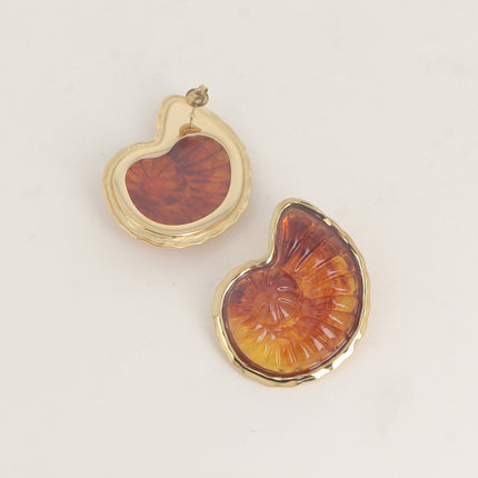Stud earrings - resin shell on a steel piece