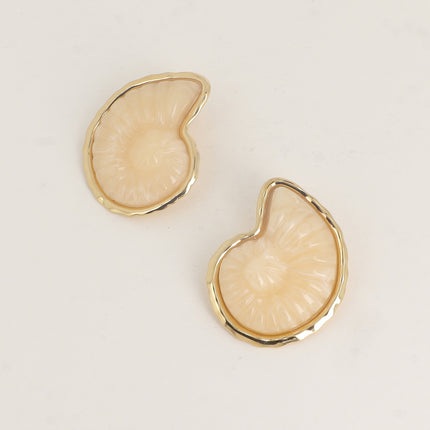 Stud earrings - resin shell on a steel piece