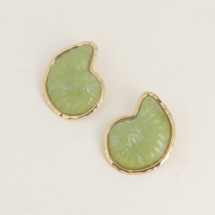 Stud earrings - resin shell on a steel piece