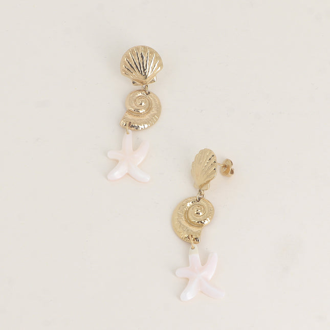 Boucles pendantes - 3 pièces (coquillages et étoile de mer en résine)