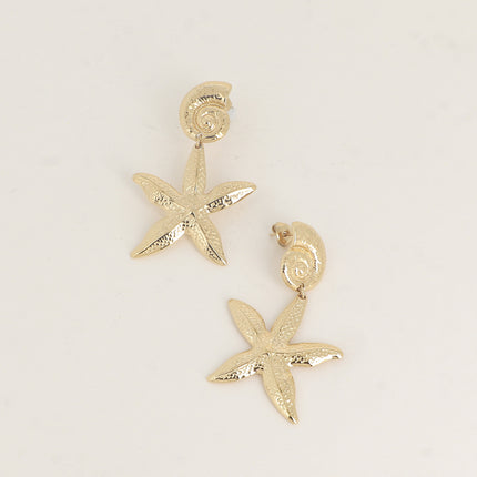 Boucles pendantes - coquillage escargot et étoile de mer