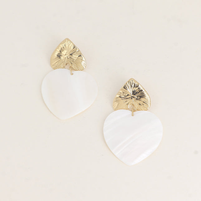 Boucles pendantes - 2 pièces coeurs dont nacré