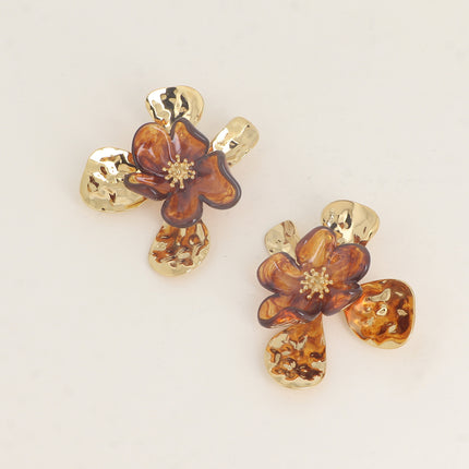 Boucles puces - fleur texturée et fleur en résine
