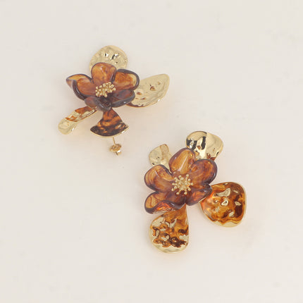 Boucles puces - fleur texturée et fleur en résine