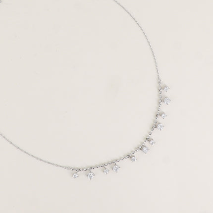 Collier - maille forçat et chaîne à boules embellie par des oxydes de zirconium