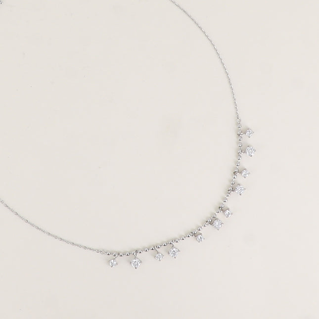 Collier - maille forçat et chaîne à boules embellie par des oxydes de zirconium