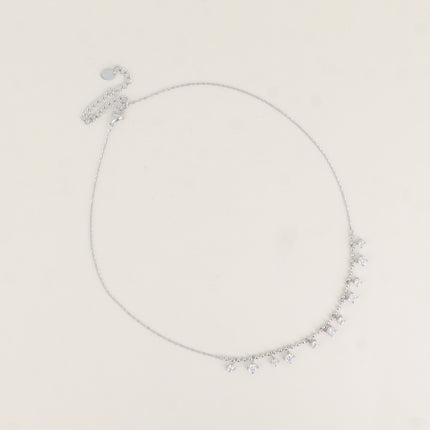 Collier - maille forçat et chaîne à boules embellie par des oxydes de zirconium