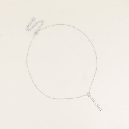 Collier Y - cristal goutte et 3 ovales pendantes
