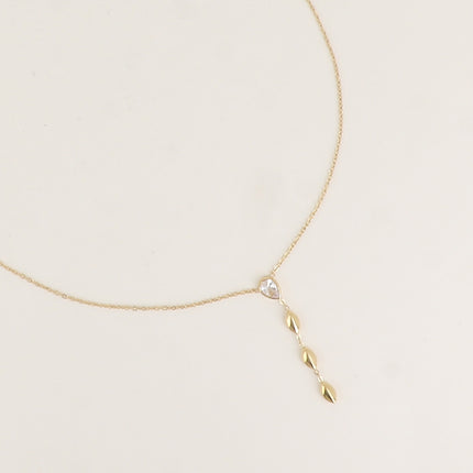 Collier Y - cristal goutte et 3 ovales pendantes
