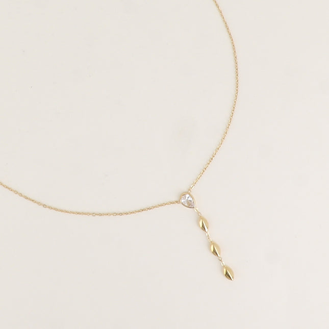Collier Y - cristal goutte et 3 ovales pendantes